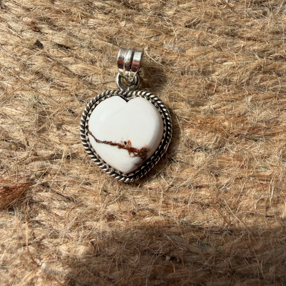 SOLD 🎁🎁Heart-Shaped  Sterling Silver and Wild horse Jasper  Pendant